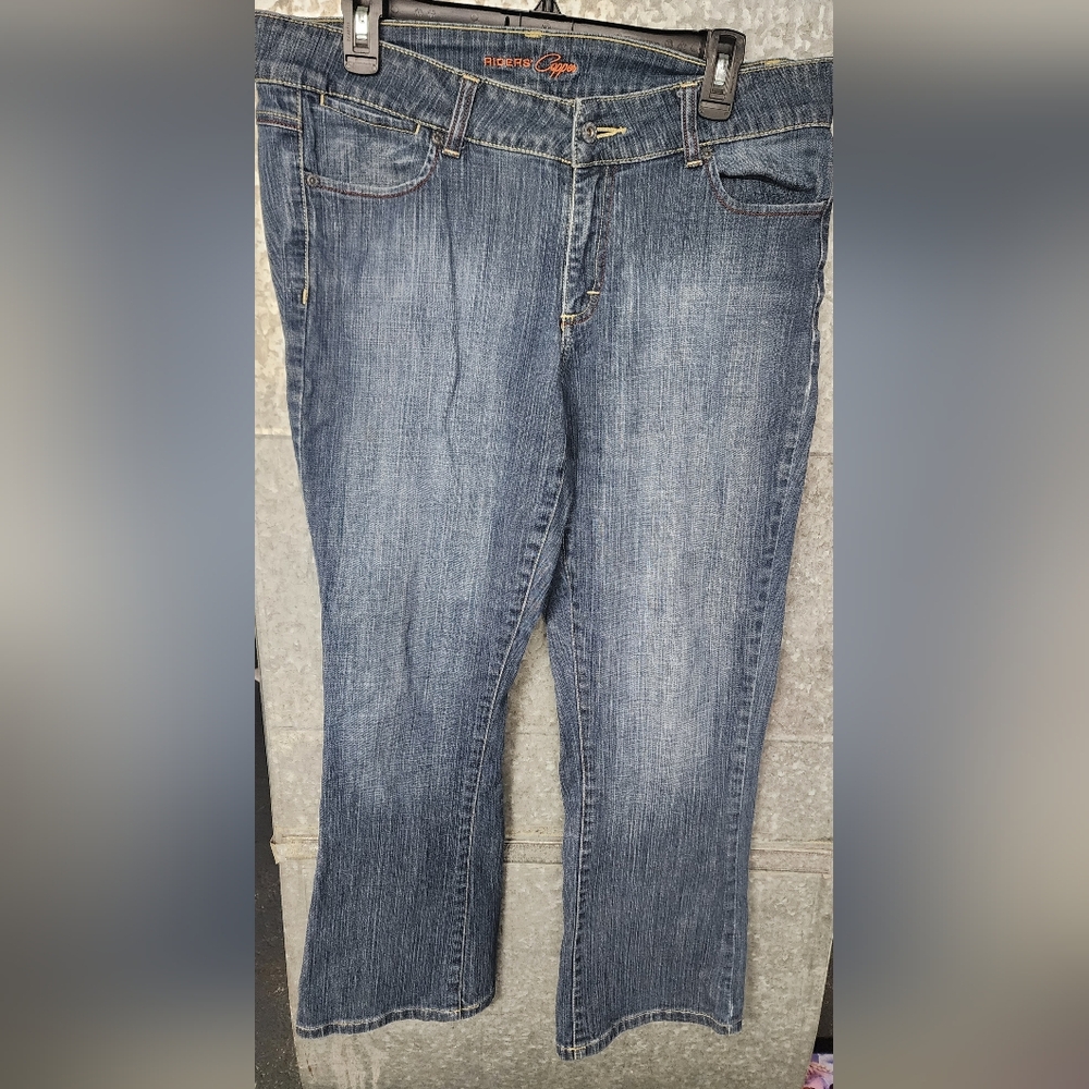 Riders Copper Jeans Womens 11/12 Petite Blue Bootcut Midrise Distressed Denim